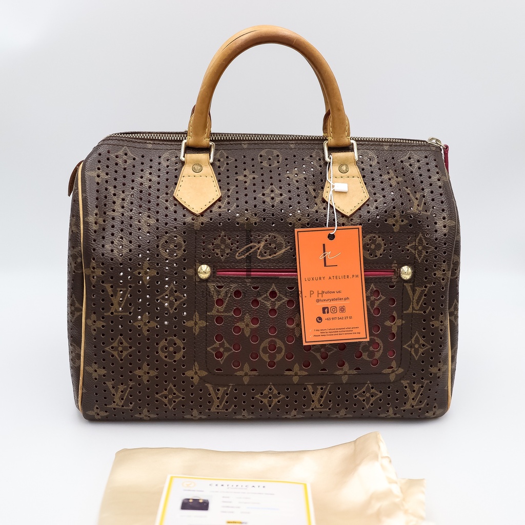 Limited Edition Louis Vuitton Orange Monogram Perforated Speedy 30