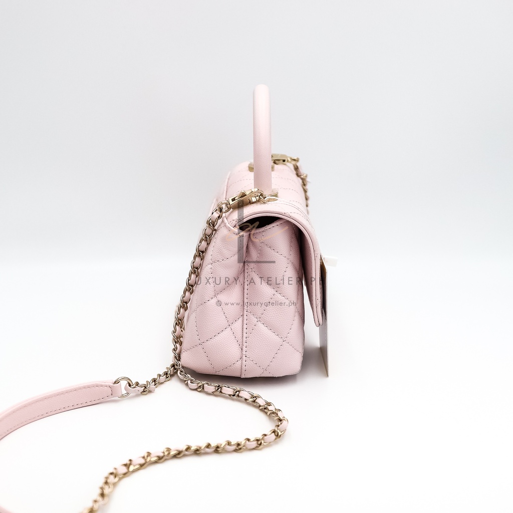 chanel pink top handle handbag