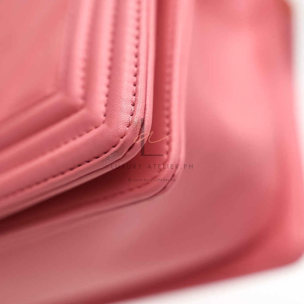 Chanel Le Boy Medium Chevron Peach Pink