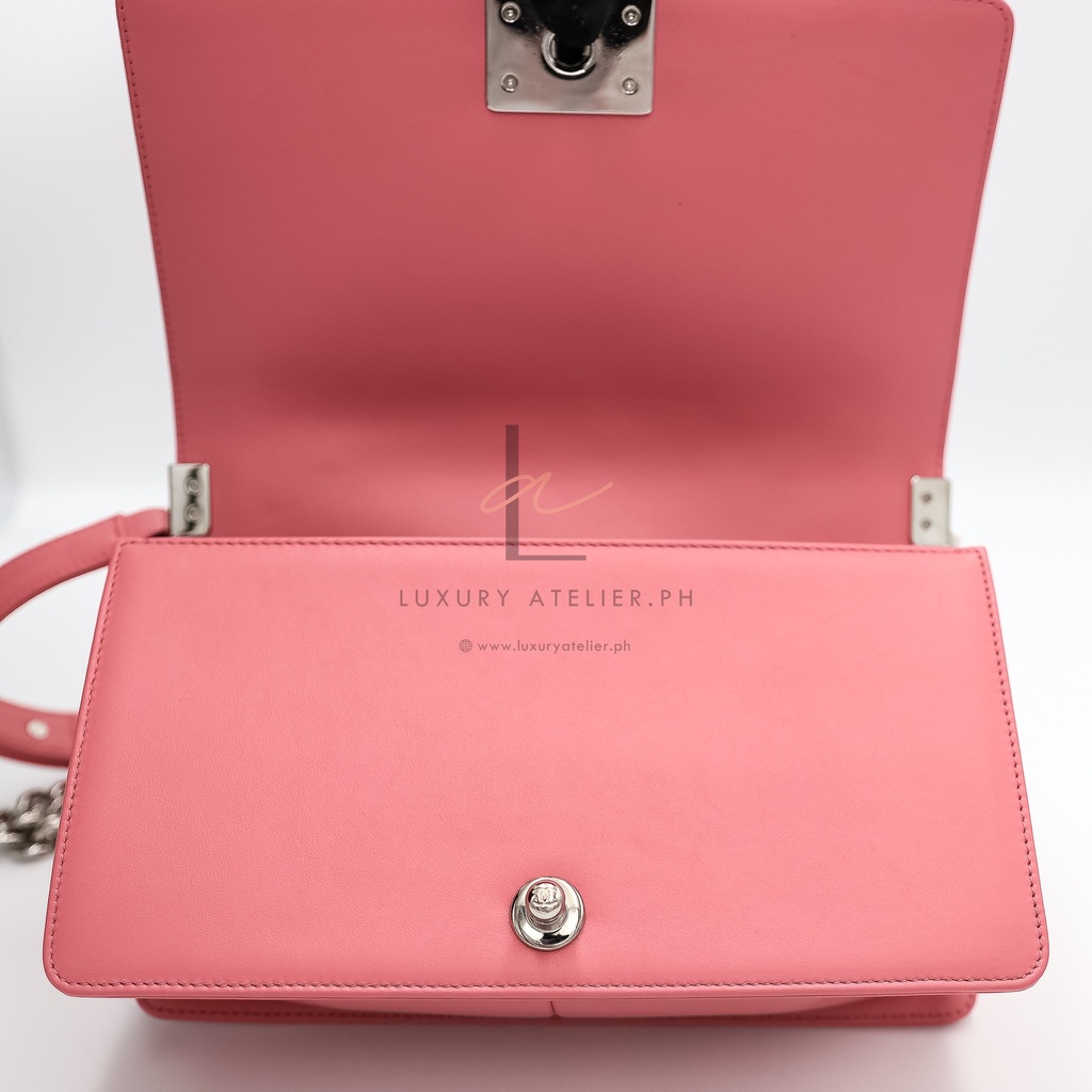 Chanel Le Boy Medium Chevron Peach Pink