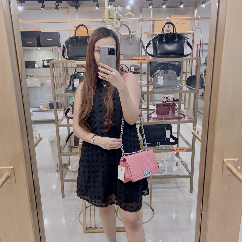 Chanel Le Boy Medium Chevron Peach Pink