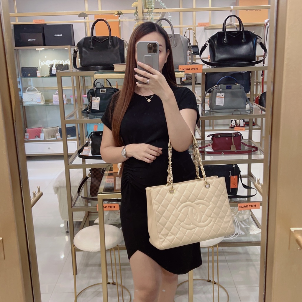 Chanel Grand Shopping Tote GST Caviar Beige GHW