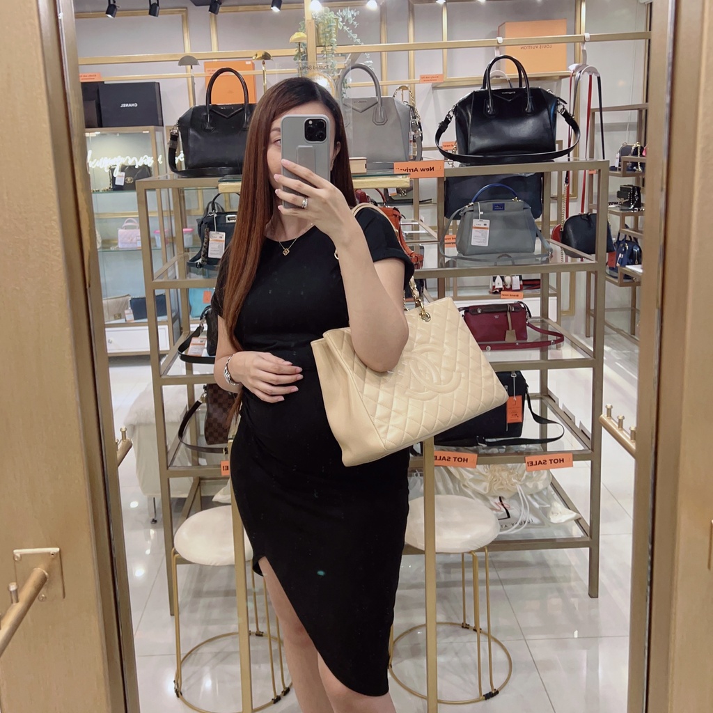 Chanel Grand Shopping Tote GST Caviar Beige GHW