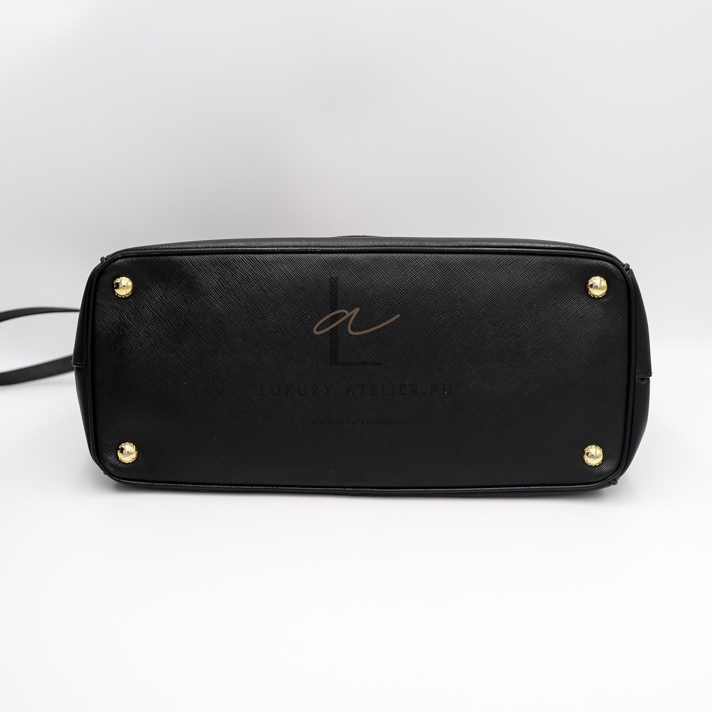 Prada Saffiano Luxe Tote and Shoulder Bag Black