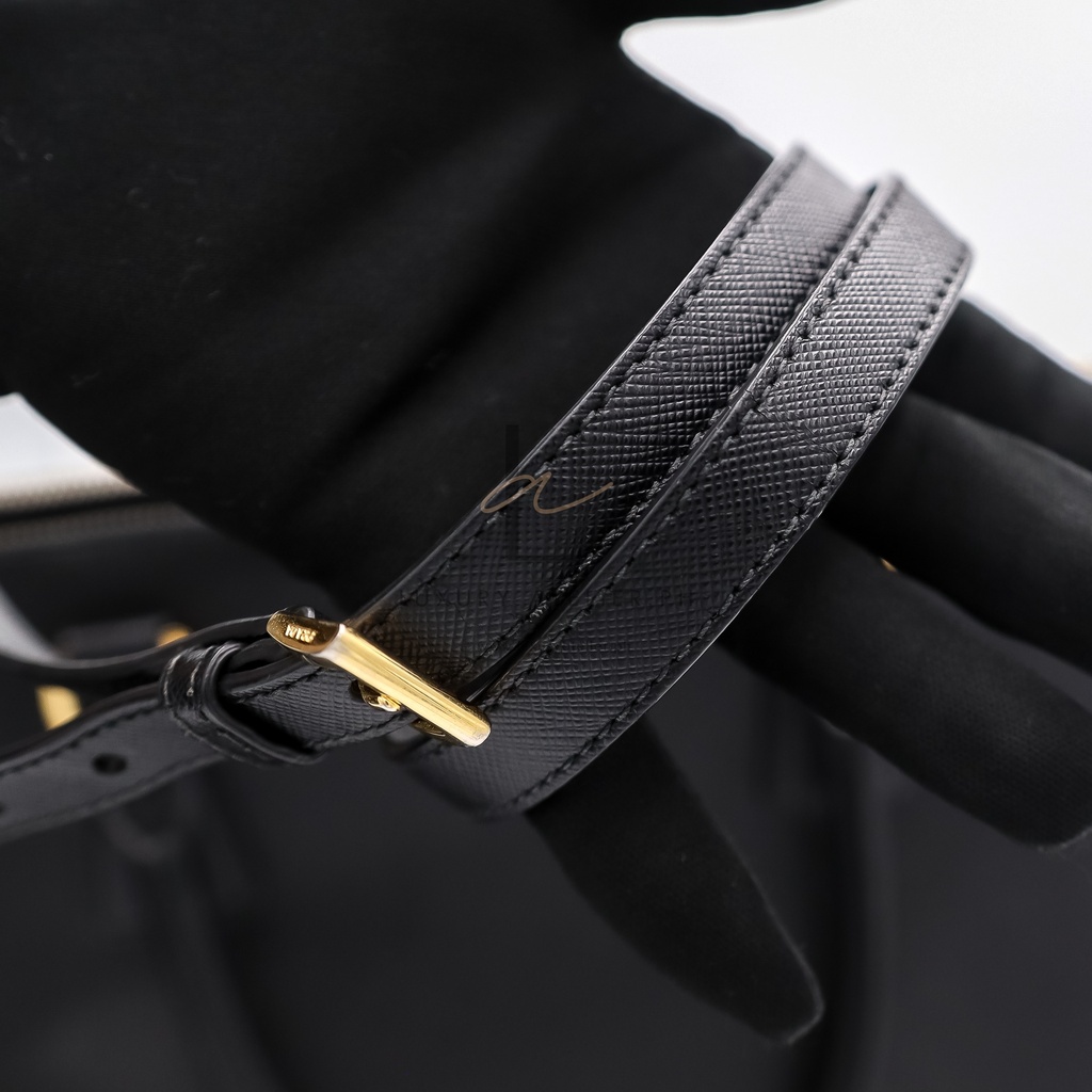 Prada Saffiano Luxe Tote and Shoulder Bag Black