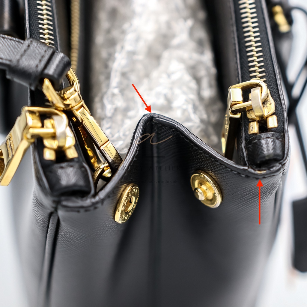 Prada Saffiano Luxe Tote and Shoulder Bag Black