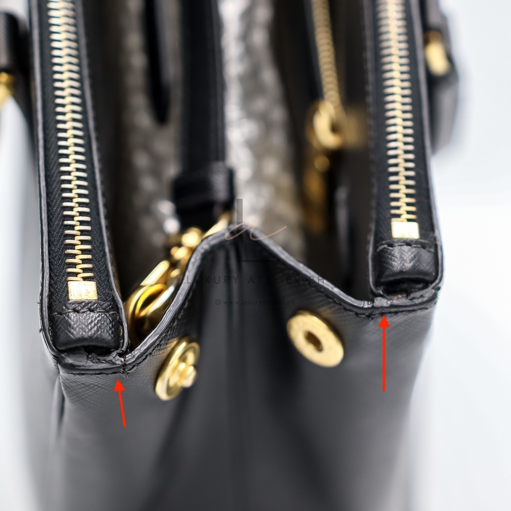 Prada Saffiano Luxe Tote and Shoulder Bag Black