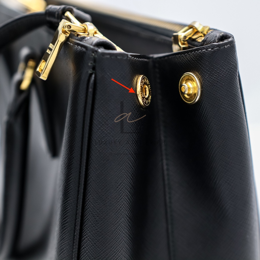 Prada Saffiano Luxe Tote and Shoulder Bag Black