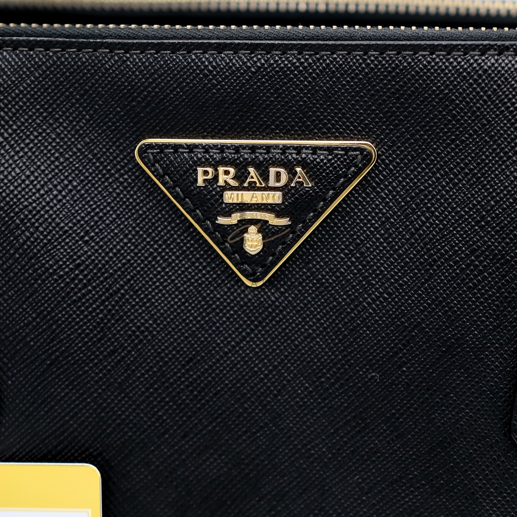 Prada Saffiano Luxe Tote and Shoulder Bag Black