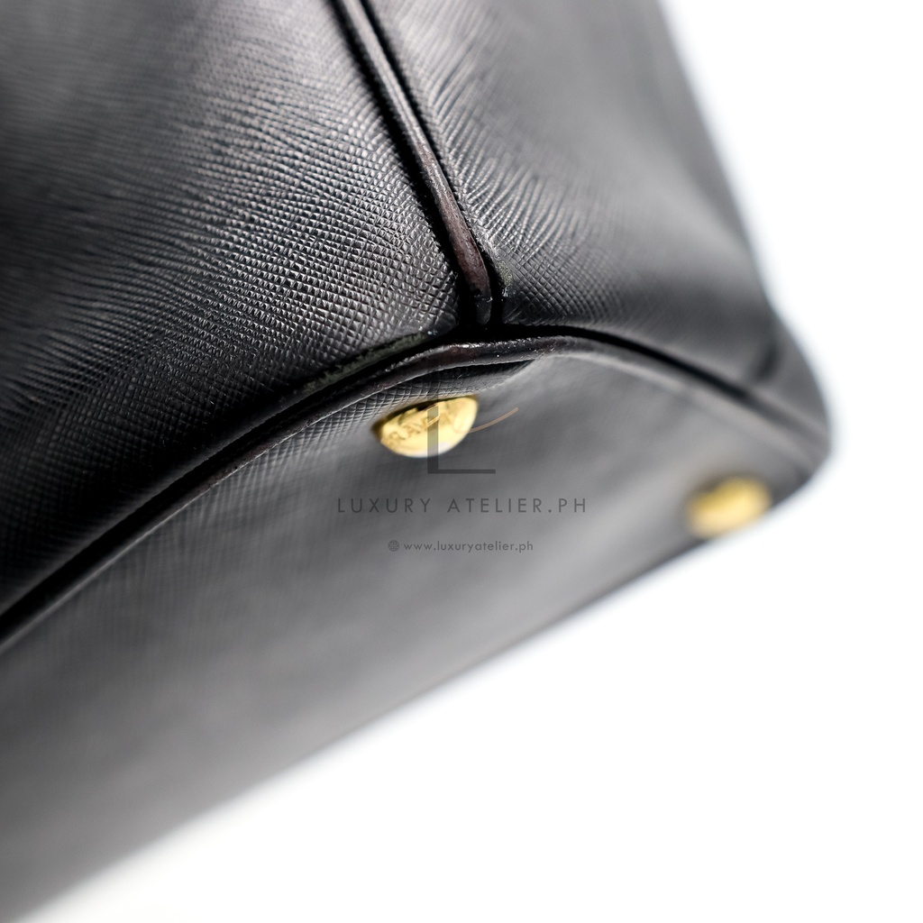 Prada Saffiano Luxe Tote and Shoulder Bag Black