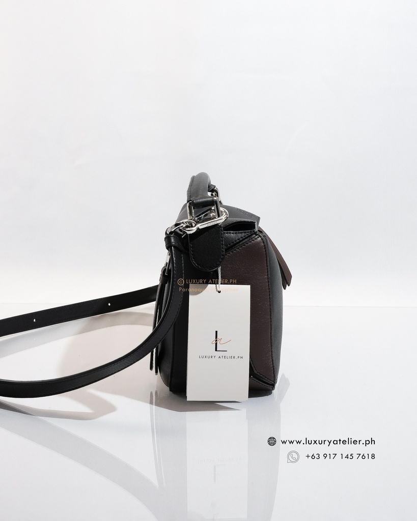 Loewe Small Puzzle Tricolor Black/White/Brown