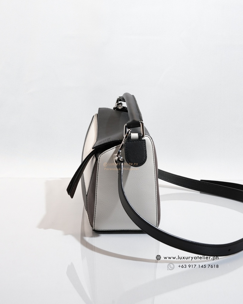 Loewe Small Puzzle Tricolor Black/White/Brown