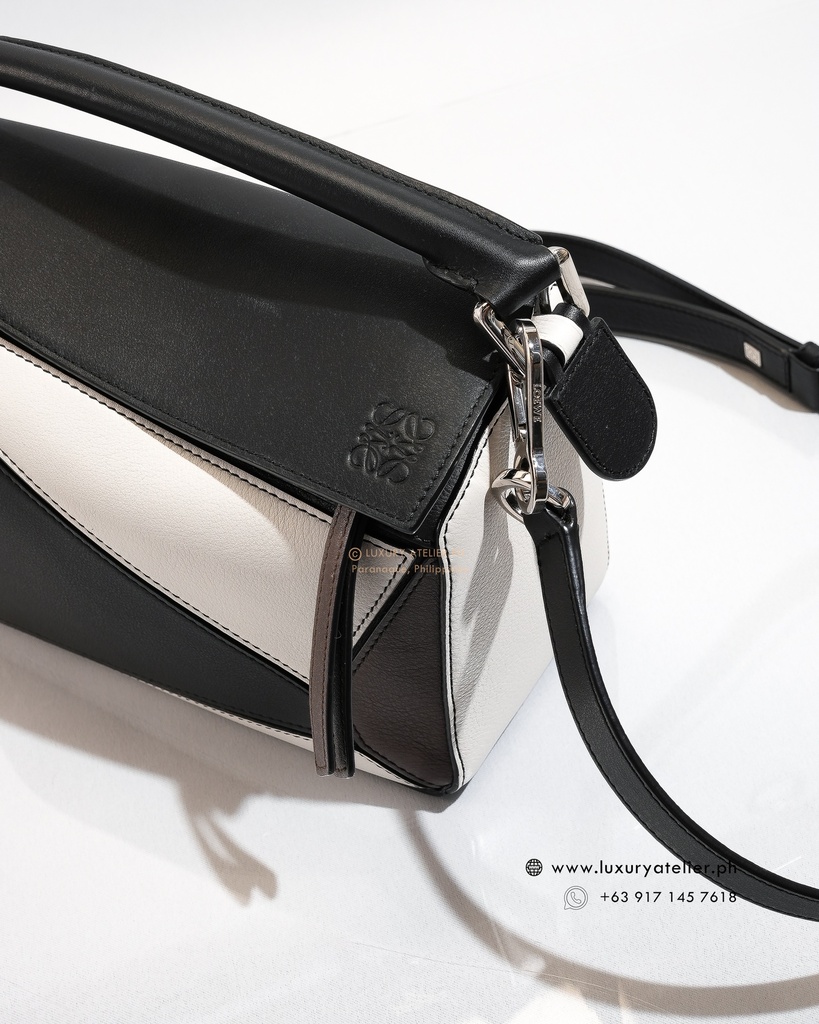 Loewe Small Puzzle Tricolor Black/White/Brown