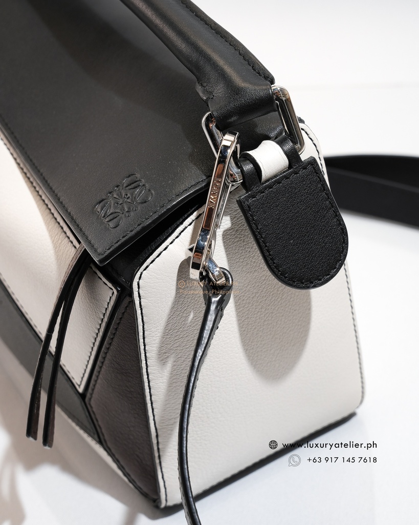 Loewe Small Puzzle Tricolor Black/White/Brown