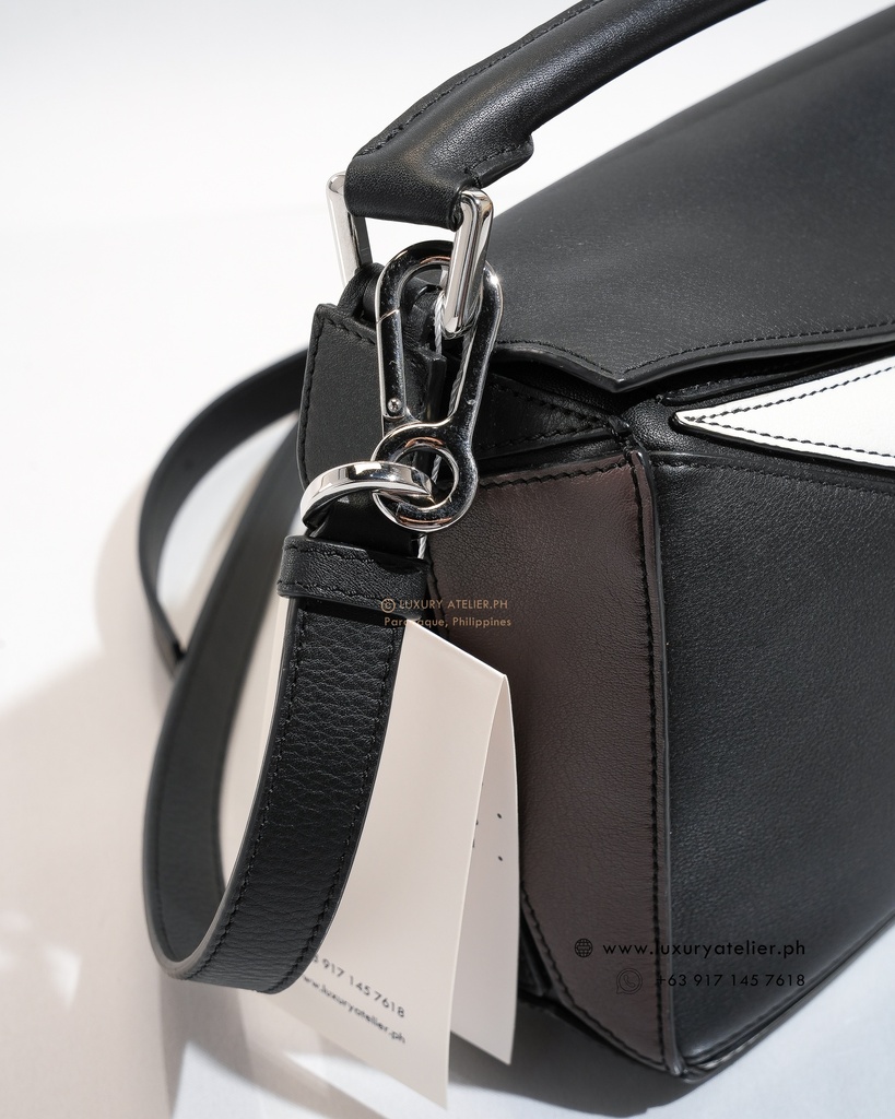 Loewe Small Puzzle Tricolor Black/White/Brown