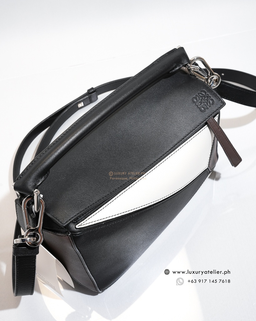Loewe Small Puzzle Tricolor Black/White/Brown