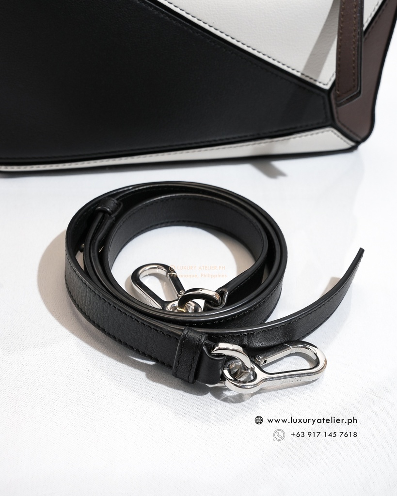 Loewe Small Puzzle Tricolor Black/White/Brown