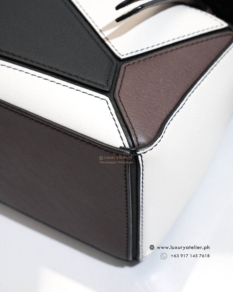 Loewe Small Puzzle Tricolor Black/White/Brown