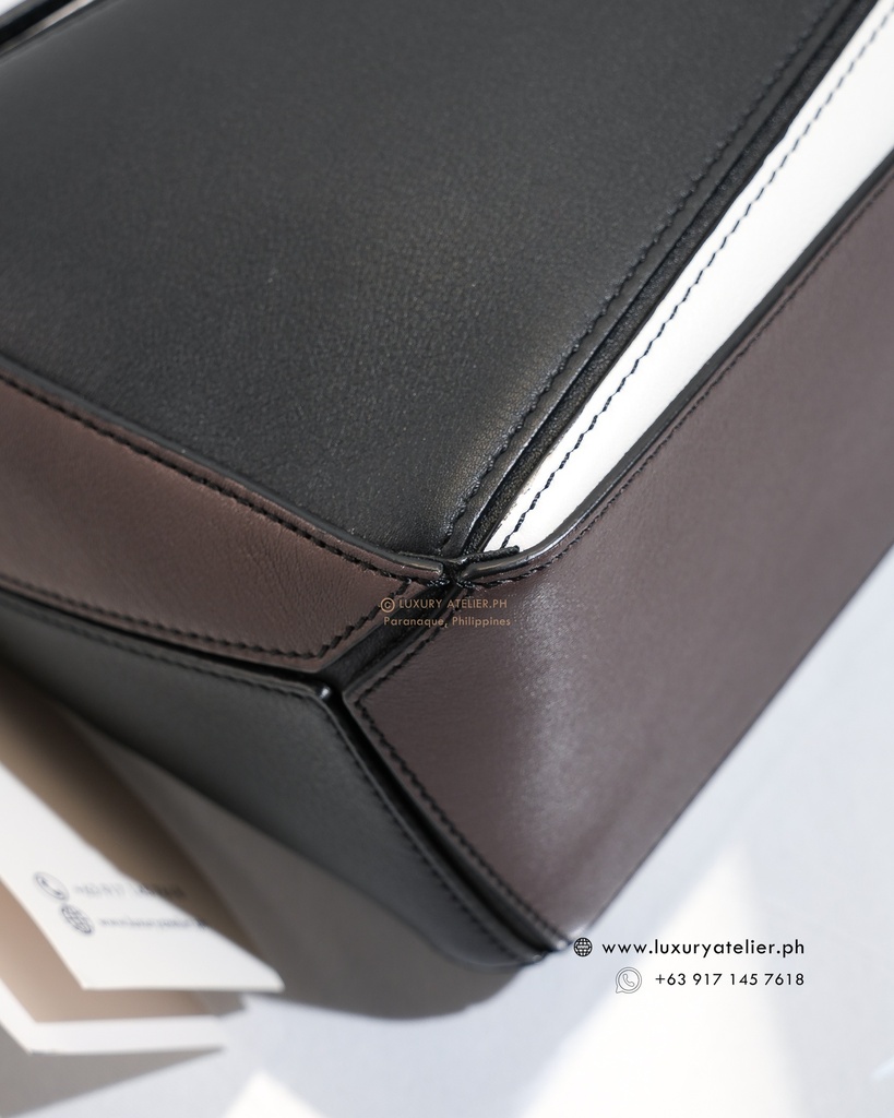 Loewe Small Puzzle Tricolor Black/White/Brown