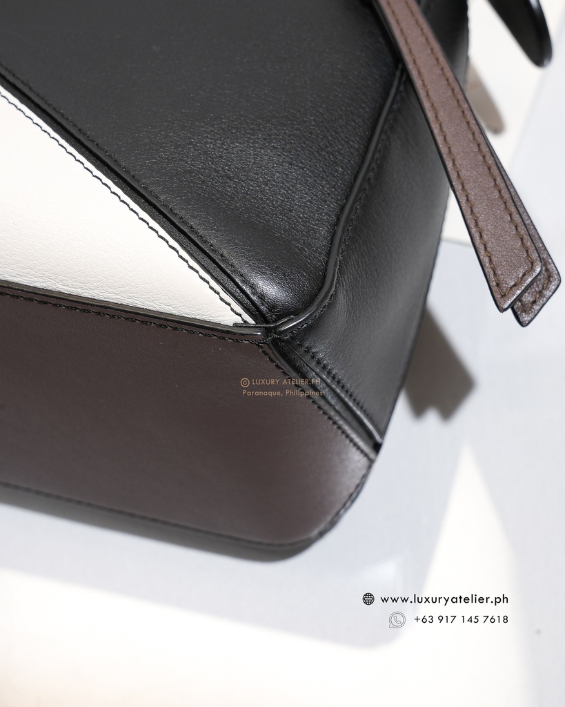 Loewe Small Puzzle Tricolor Black/White/Brown