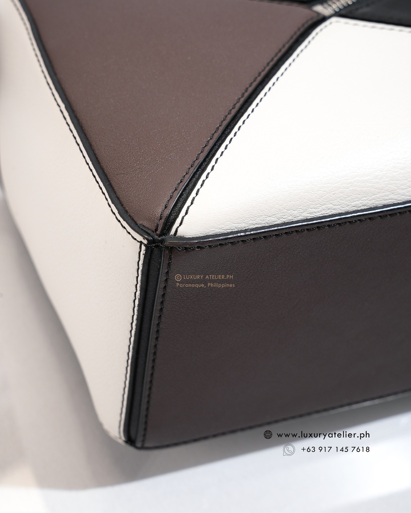Loewe Small Puzzle Tricolor Black/White/Brown