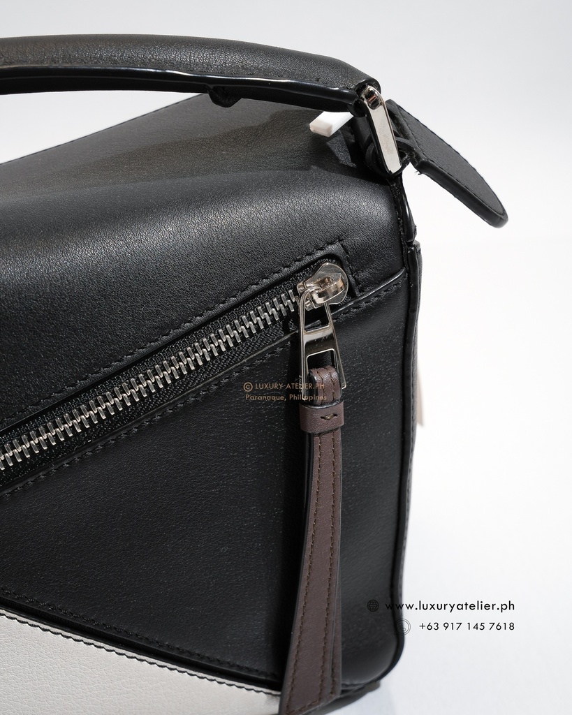 Loewe Small Puzzle Tricolor Black/White/Brown