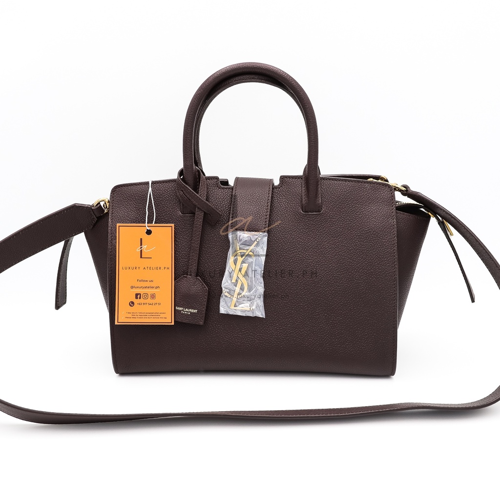 YSL Monogram Baby Downtown Cabas Burgundy [Consignment]
