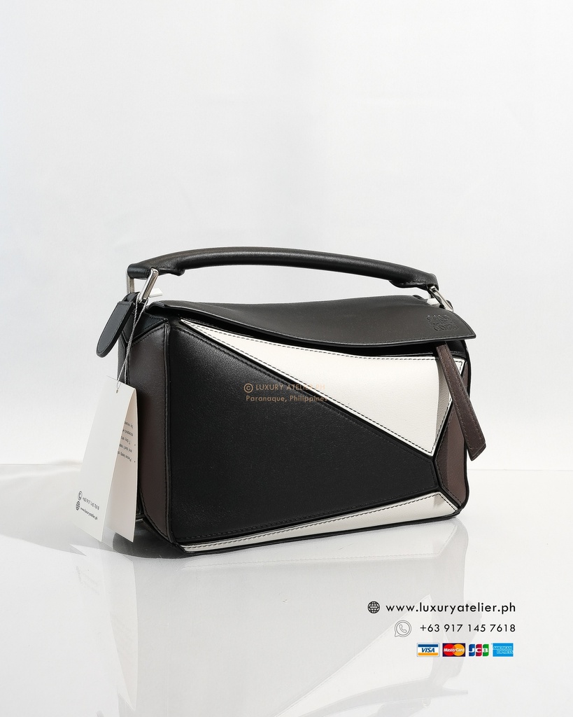 Loewe Small Puzzle Tricolor Black/White/Brown