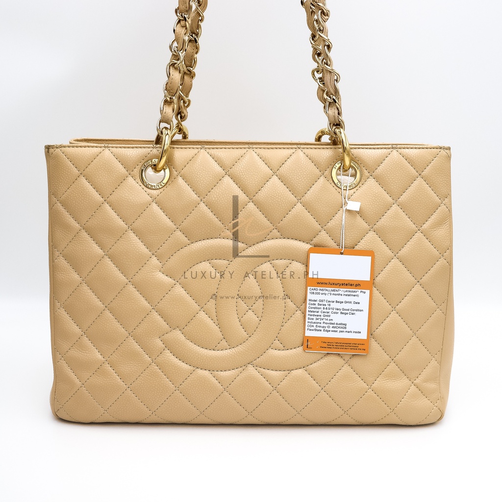 Chanel:Grand Shopping Tote (Beige with Silver Hardware)